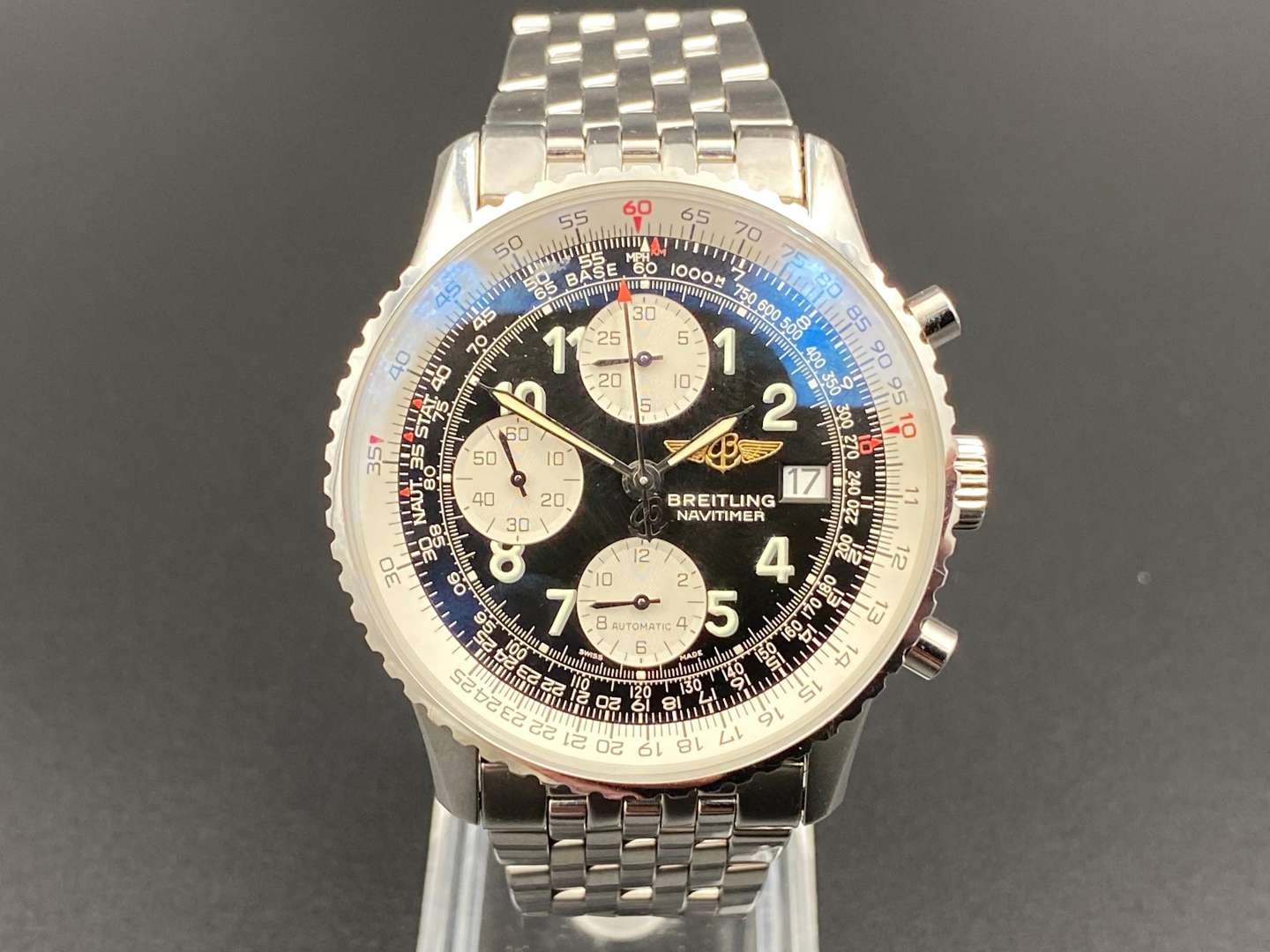 <p>BREITLING Navitimer 461457 A13322BGA stainless steel two button chronograph</p>