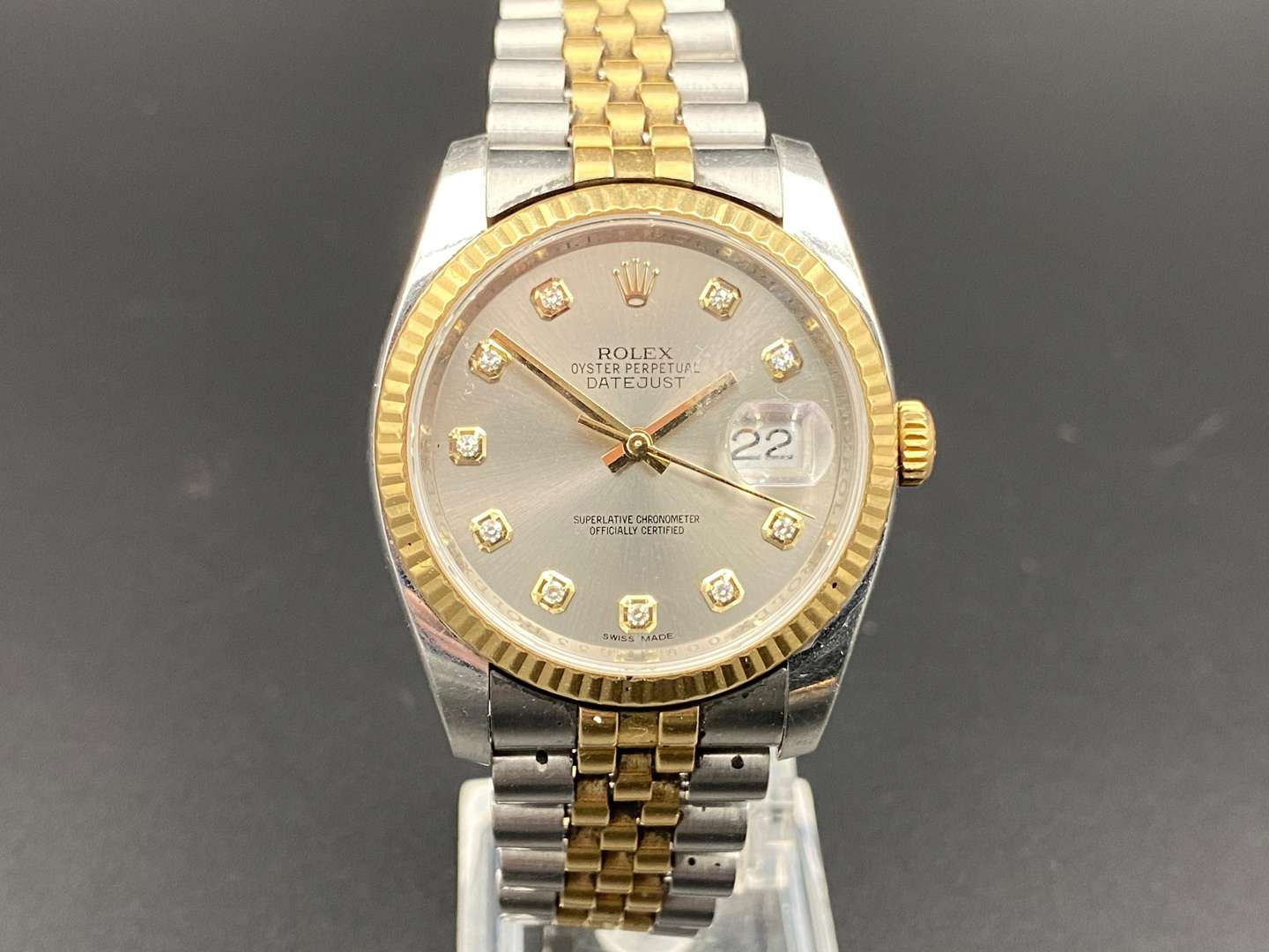 <p>ROLEX Date-Just, steel & gold centre seconds calendar wristwatch 116233 OORX7633</p>