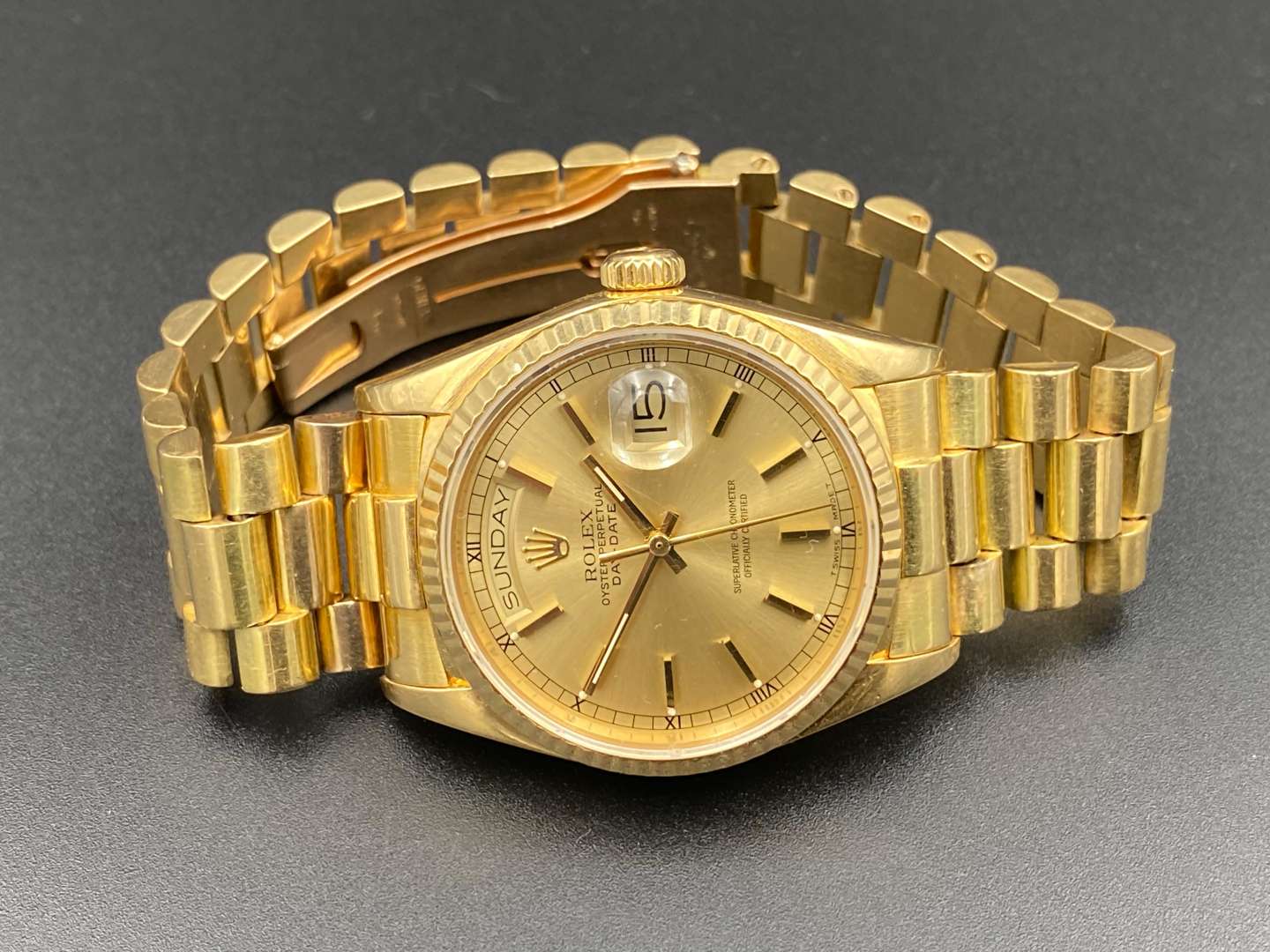 <p>ROLEX Day-Date 18ct gold wristwatch 1803 20440&nbsp;</p>