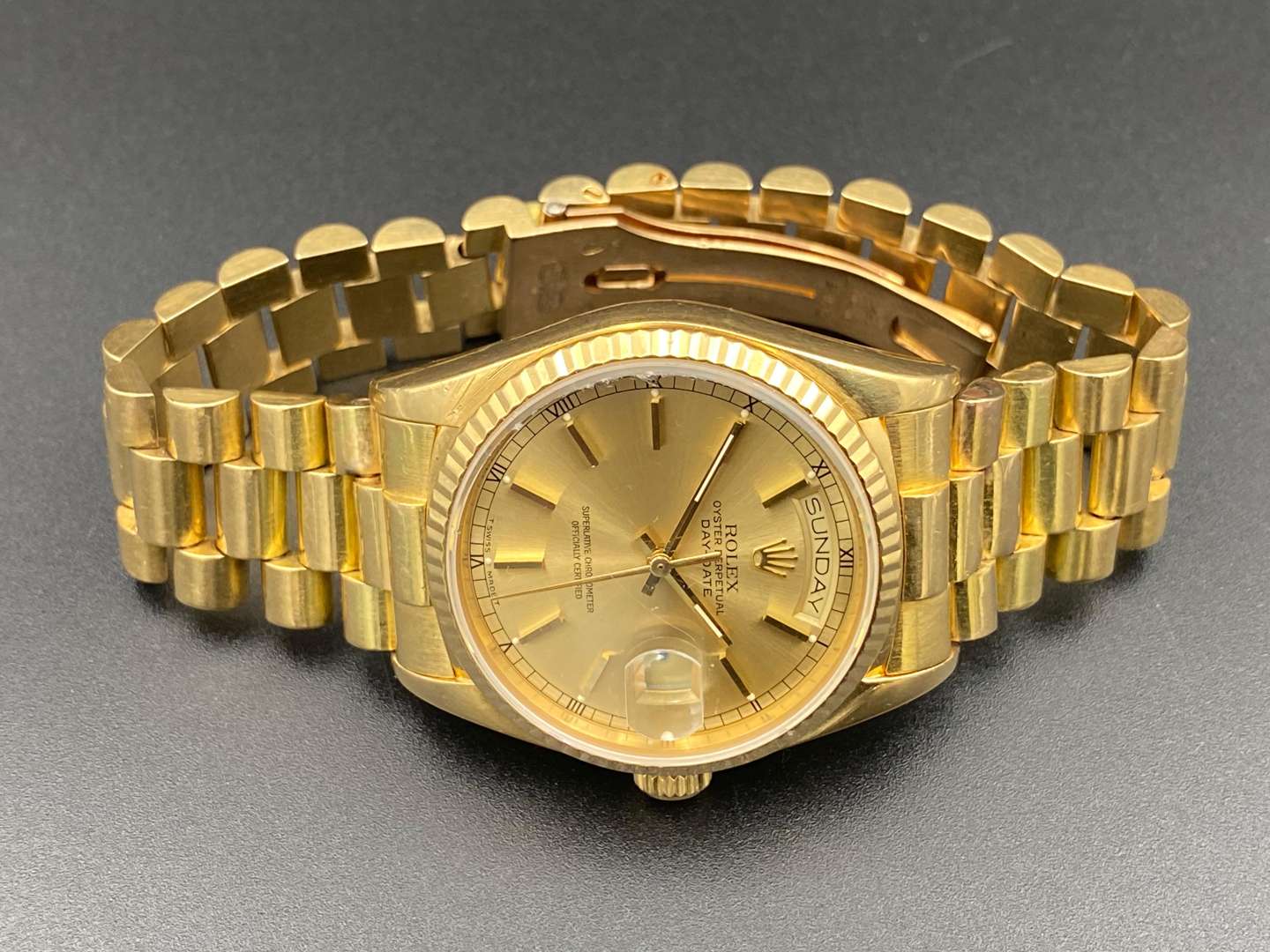 <p>ROLEX Day-Date 18ct gold wristwatch 1803 20440&nbsp;</p>