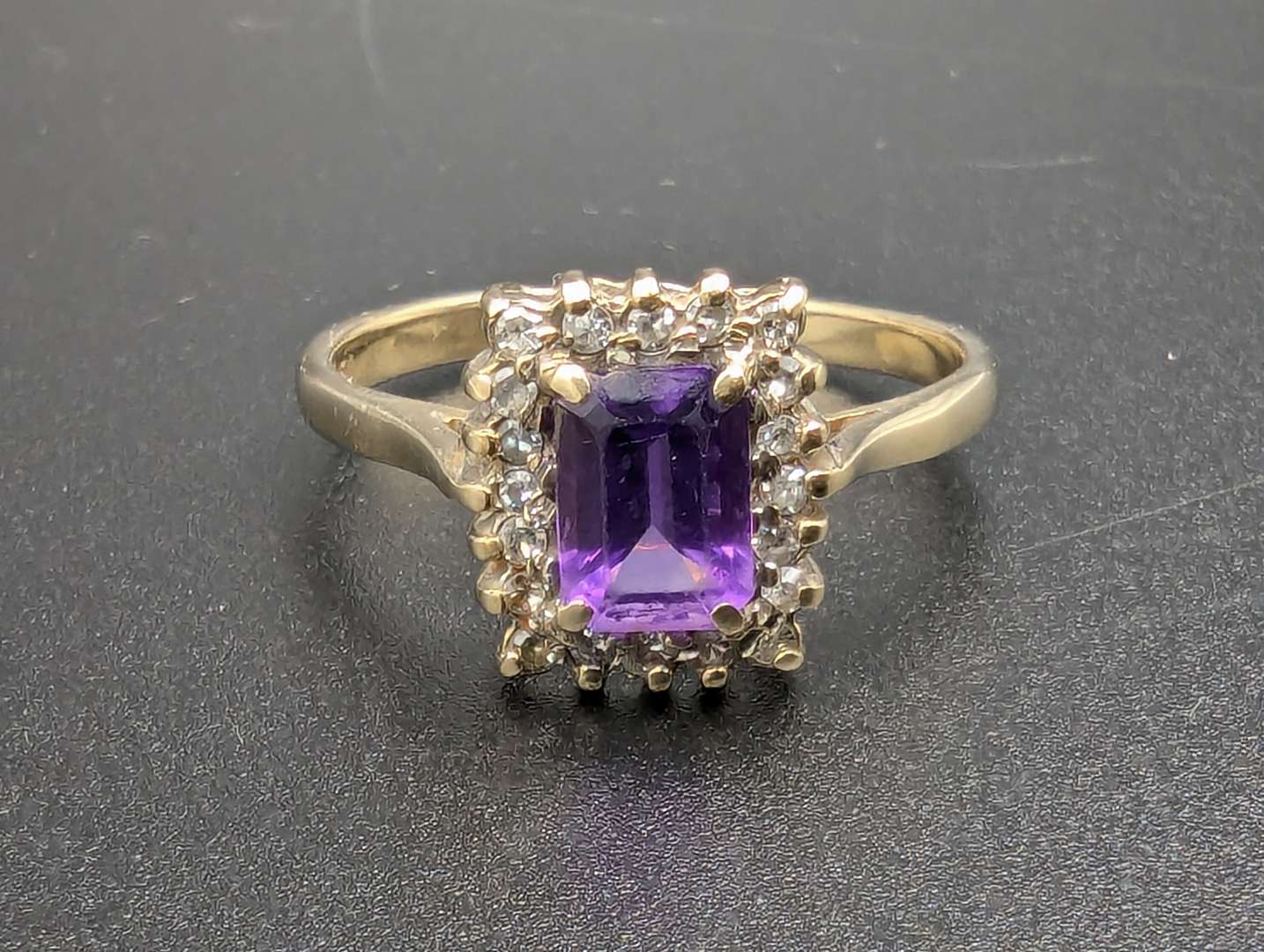 <p>Amethyst & Diamond 9ct gold ring</p>