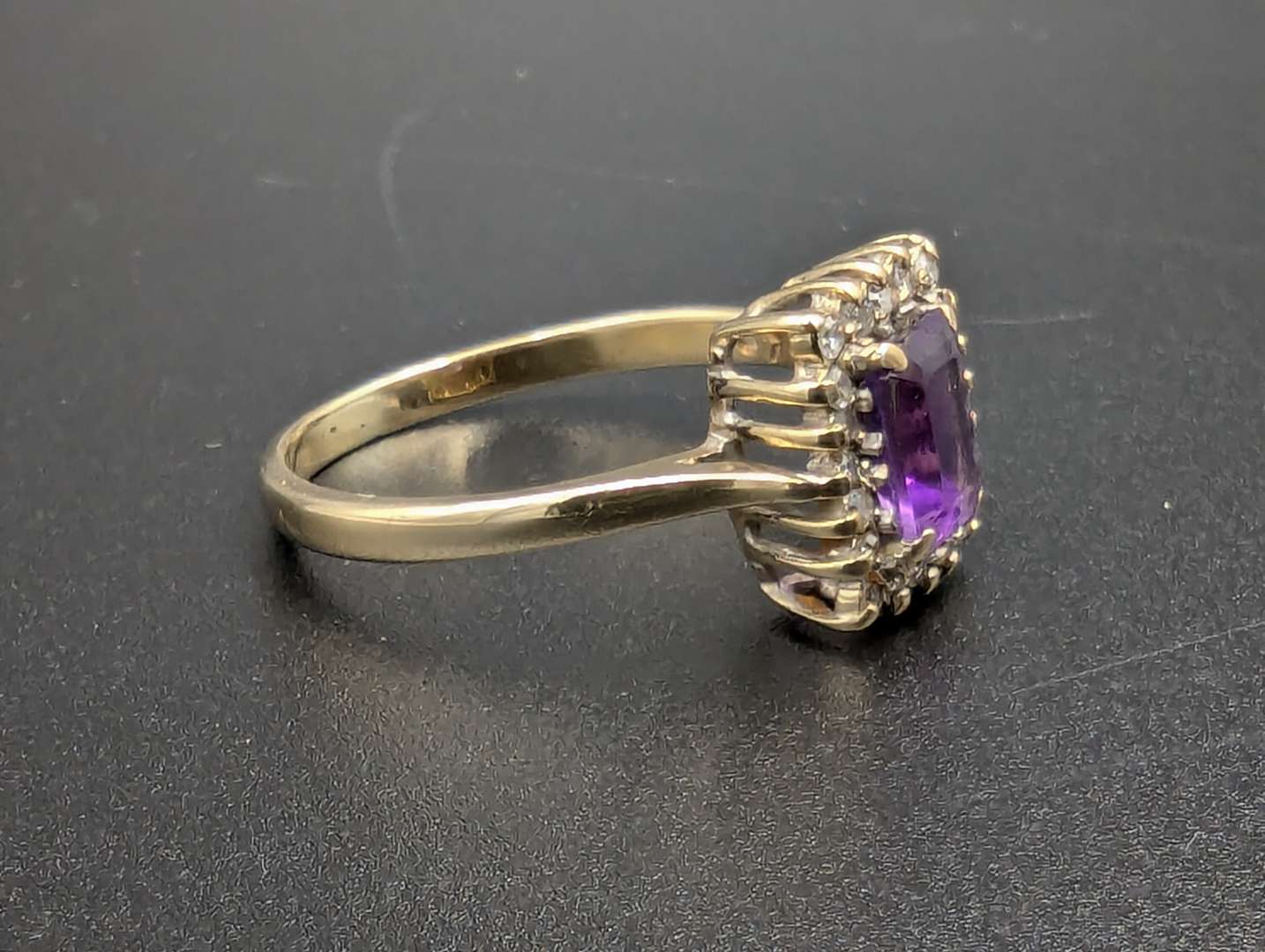 <p>Amethyst & Diamond 9ct gold ring</p>