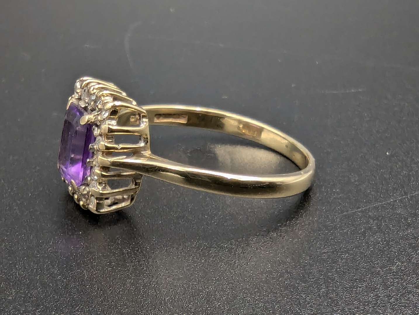 <p>Amethyst & Diamond 9ct gold ring</p>