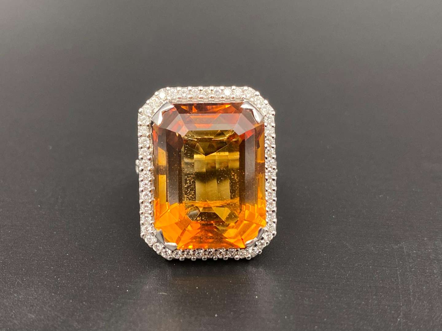 <p>Citrine & Diamond 18ct white gold ring</p>