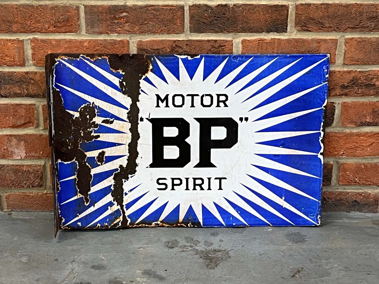 <p>BP Motor Spirit Enamel Flange Sign</p>