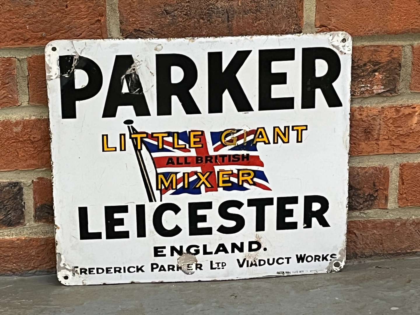 <p>Parker Little Giant Mixer Enamel Sign</p>