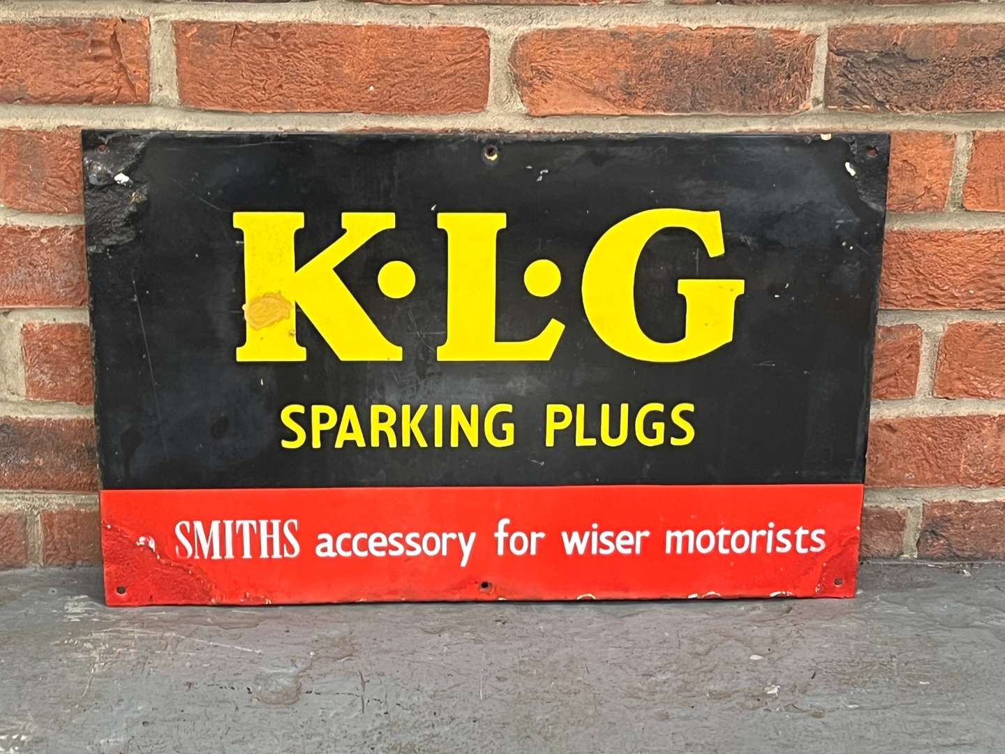 <p>KLG Sparking Plugs Enamel Sign</p>