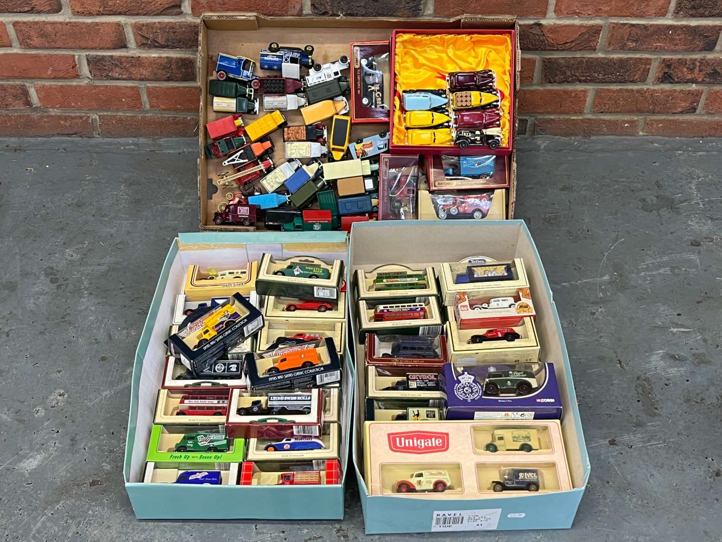 <p>Three Trays of Die Cast Toy Cars</p>