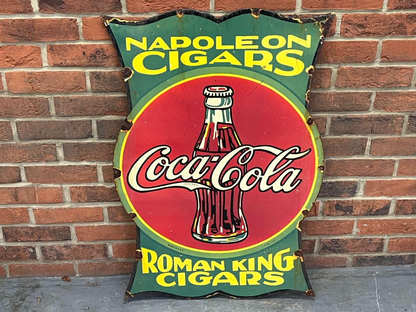 <p>Napoleon Cigars Coca Cola Enamel Sign</p>