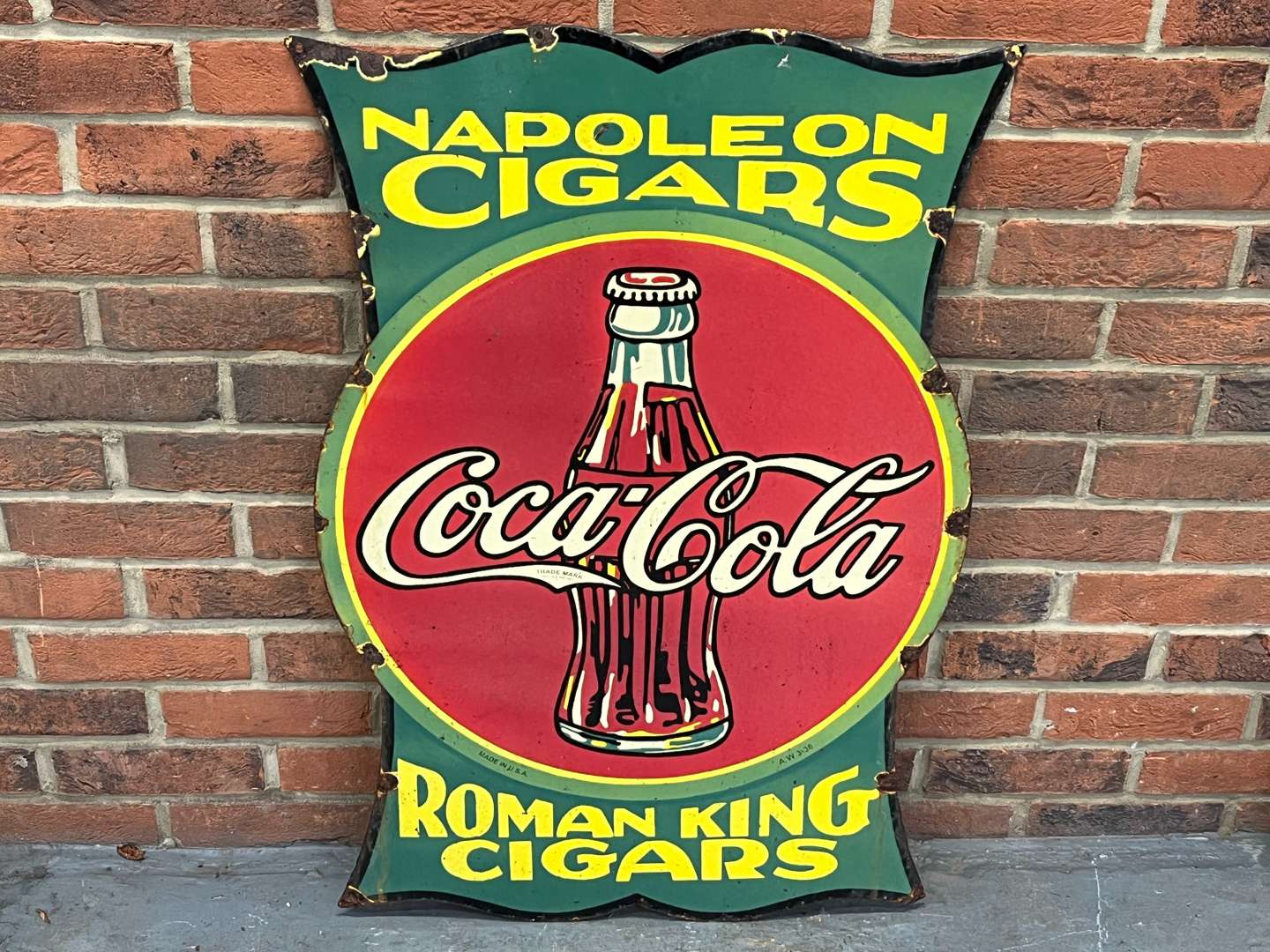 <p>Napoleon Cigars Coca Cola Enamel Sign</p>