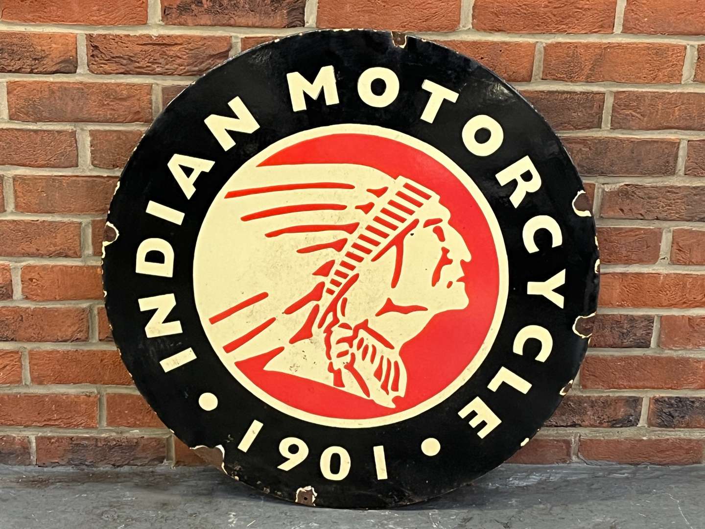 <p>Indian Motorcycles Circular Enamel Sign</p>