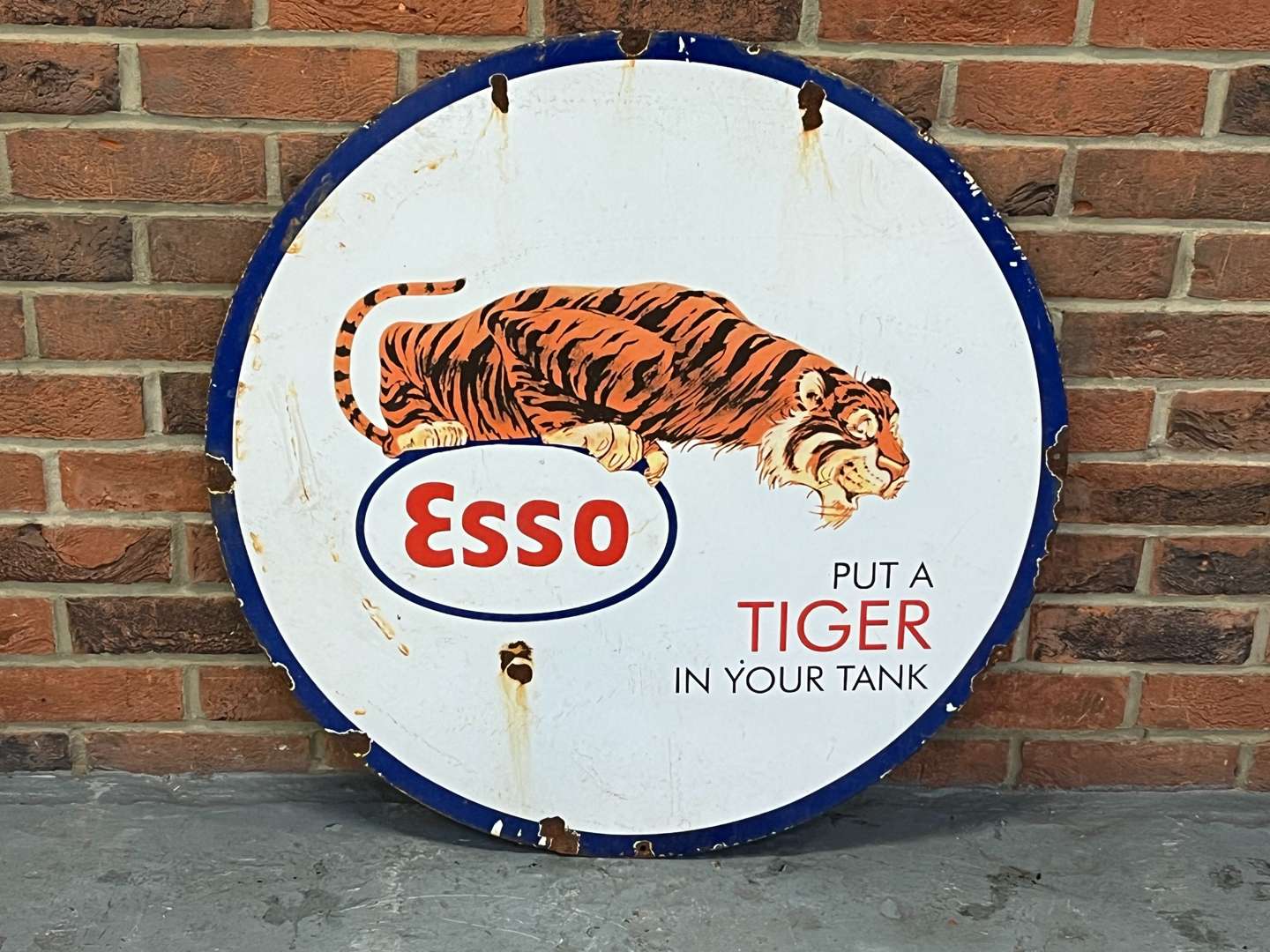 <p>Esso “Put a Tiger in Your Tank” Circular Enamel Sign&nbsp;</p>