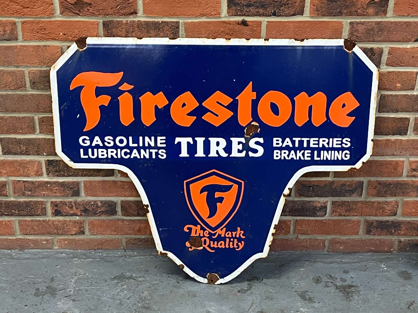 <p>Firestone Tires Enamel Sign</p>