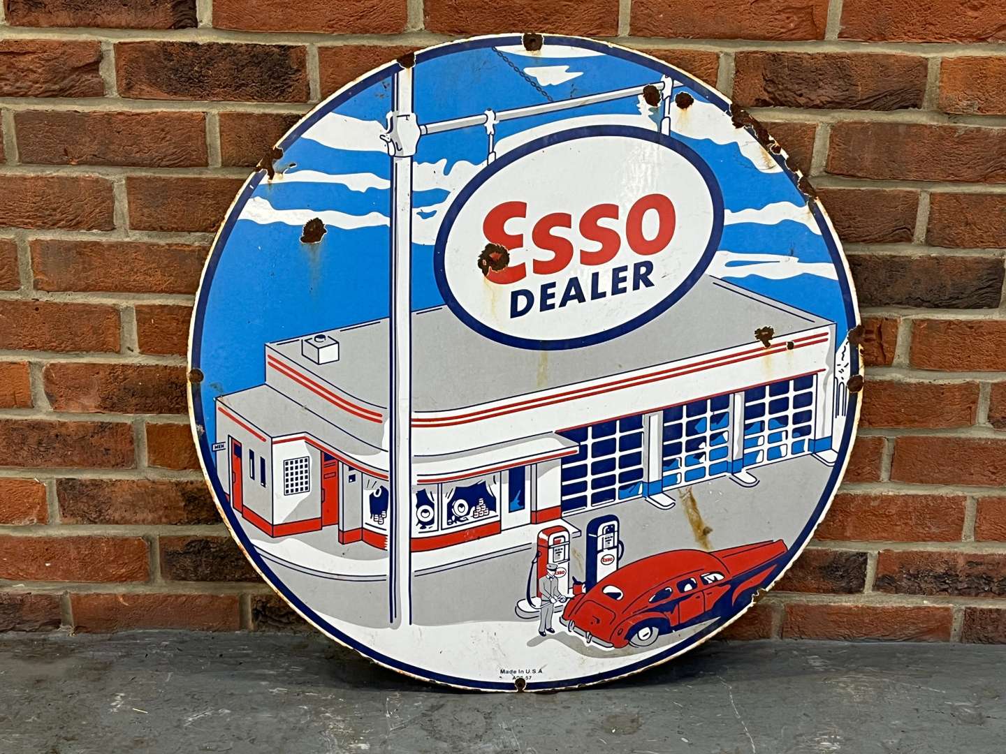 <p>Esso Dealer Circular Enamel Sign</p>