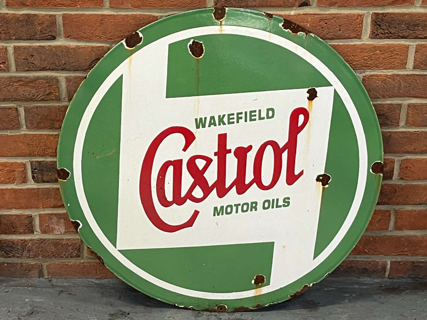 <p>Castrol Wakefield Motor Oils Circular Enamel Sign</p>