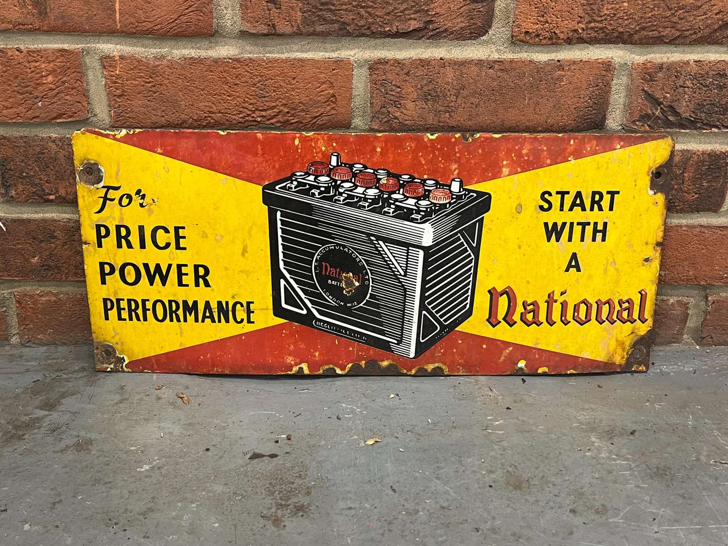 <p>National Batteries Enamel Sign</p>