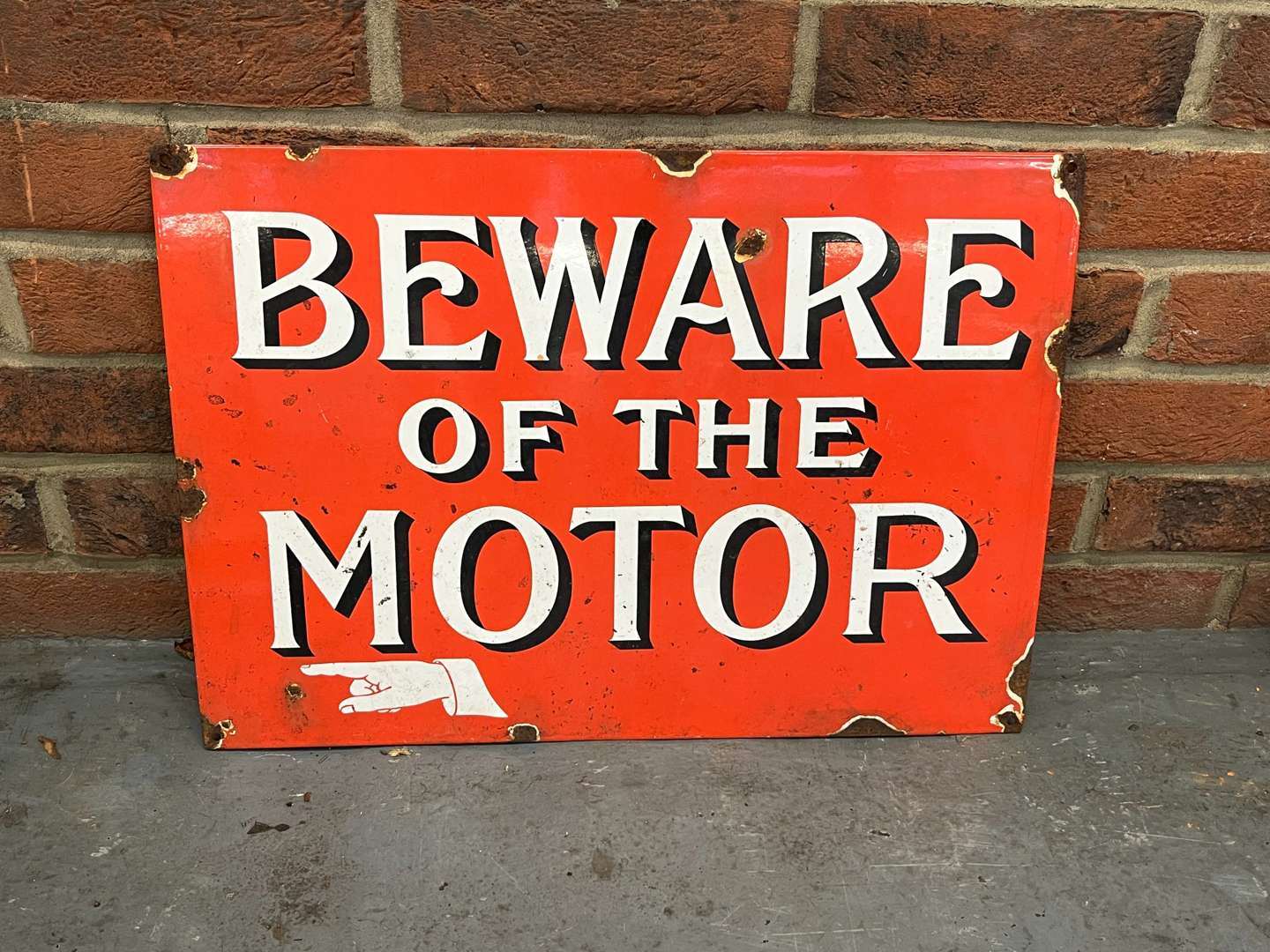 <p>Beware of The Motor Enamel Sign</p>