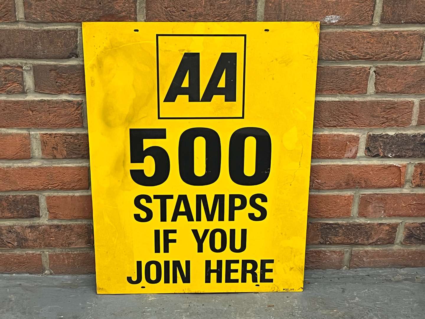 <p>AA 500 Stamps if You Join Here Metal Sign</p>