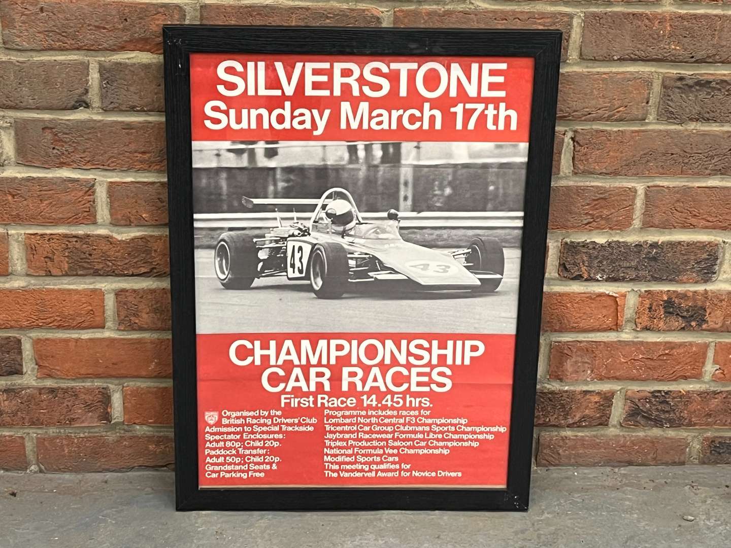 <p>Original Silverstone Framed Championship Car Races Race Poster</p>
