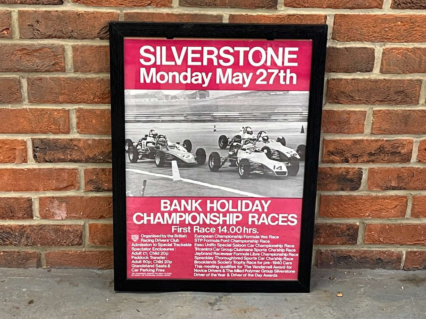 <p>Original Silverstone Framed Bank Holiday Championship Car Races Race Poster</p>