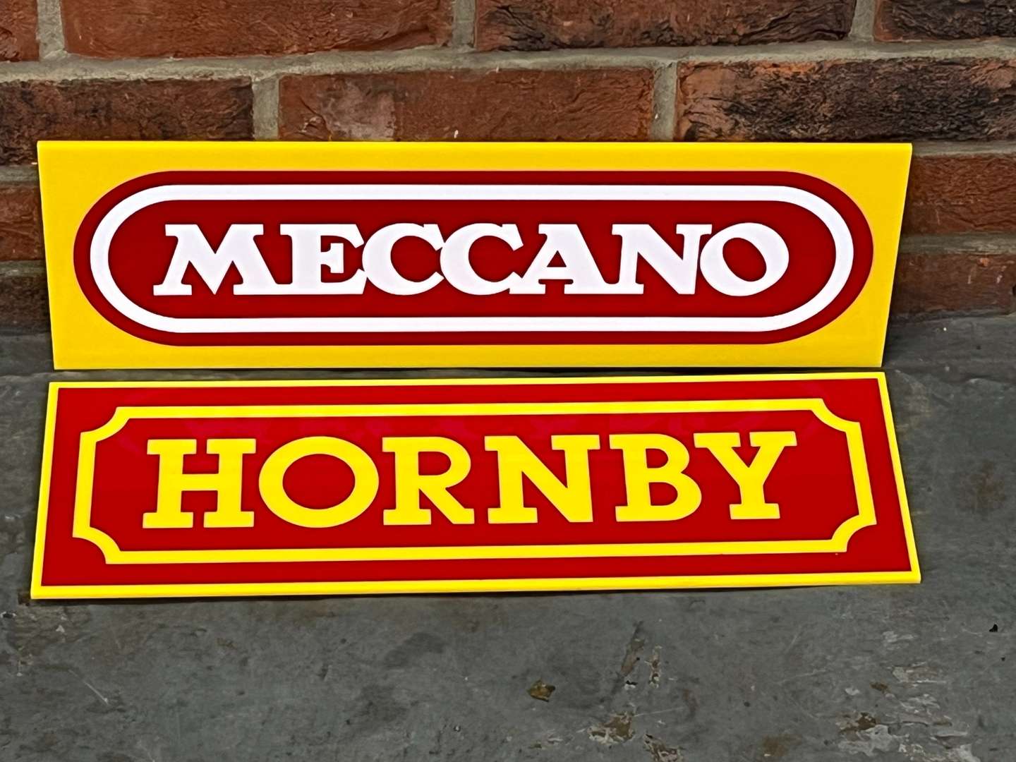 <p>Hornby and Meccano Perspex Signs</p>
