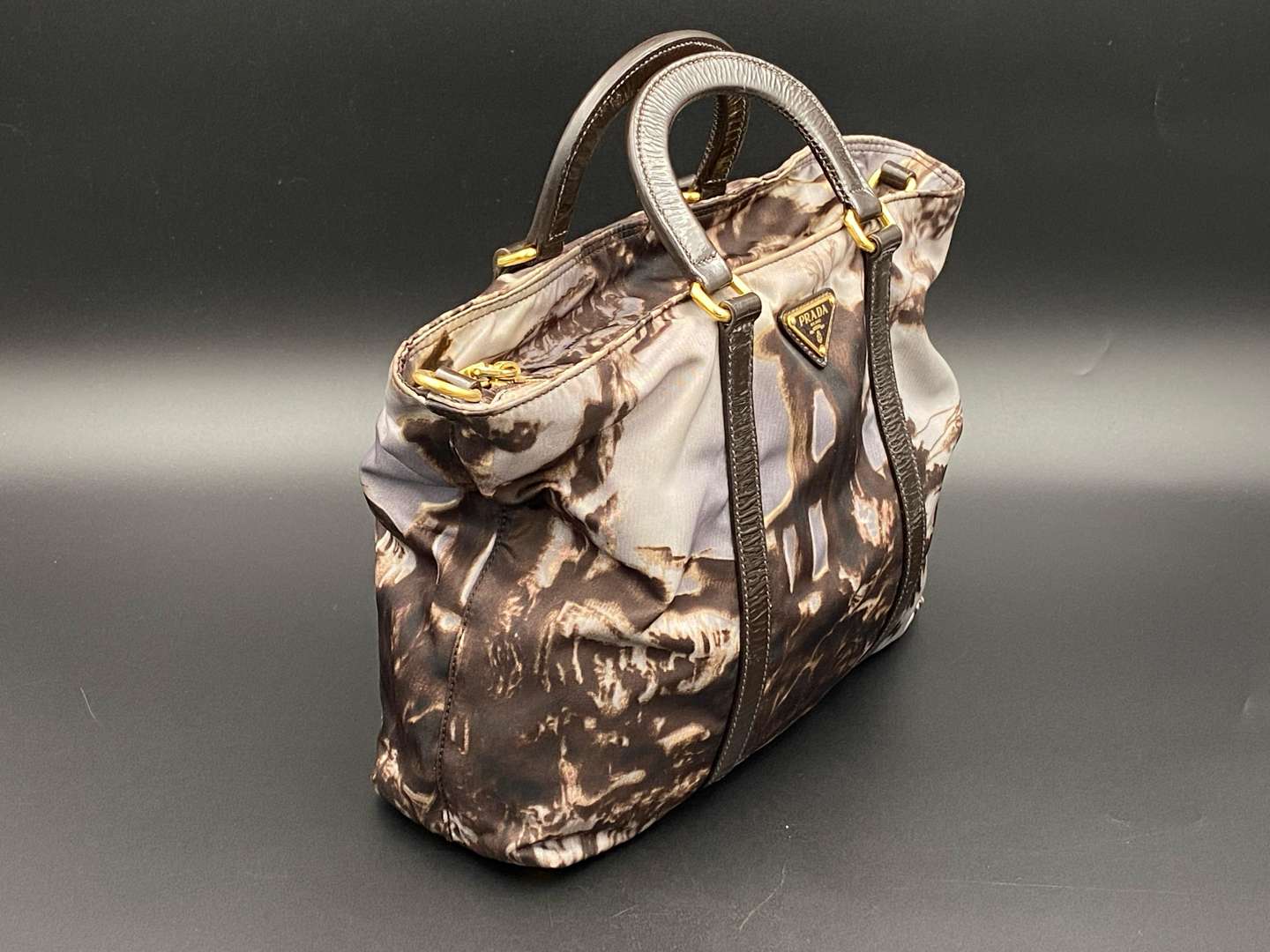 <p>PRADA, Tessuto Temple printed nylon tote, with cross body strap,</p>
