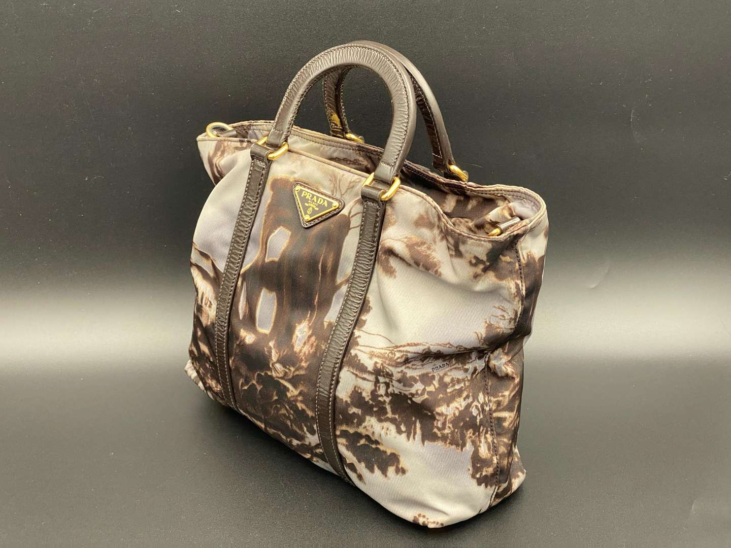 <p>PRADA, Tessuto Temple printed nylon tote, with cross body strap,</p>