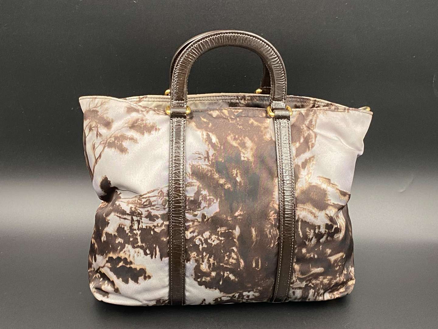 <p>PRADA, Tessuto Temple printed nylon tote, with cross body strap,</p>