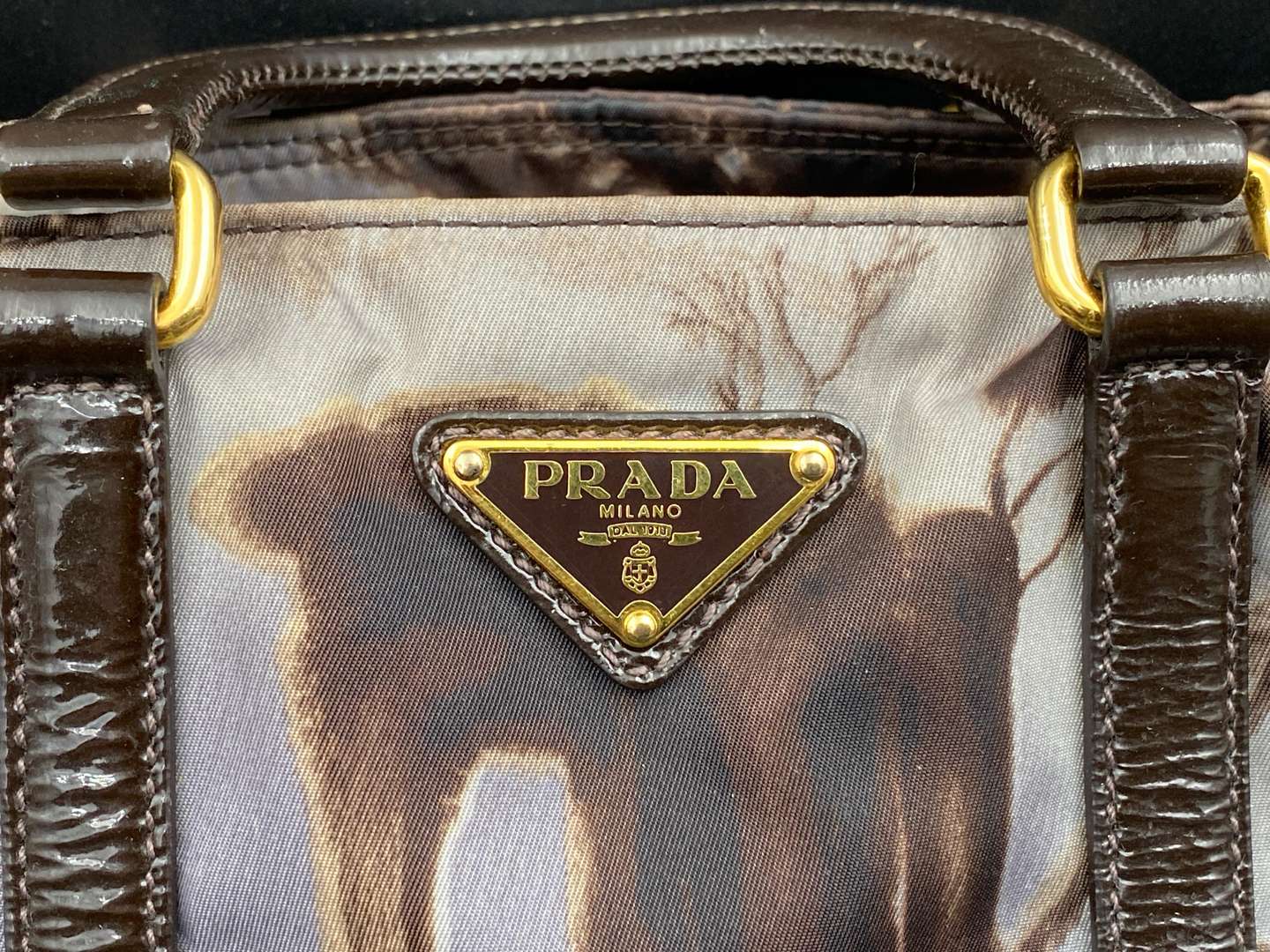 <p>PRADA, Tessuto Temple printed nylon tote, with cross body strap,</p>
