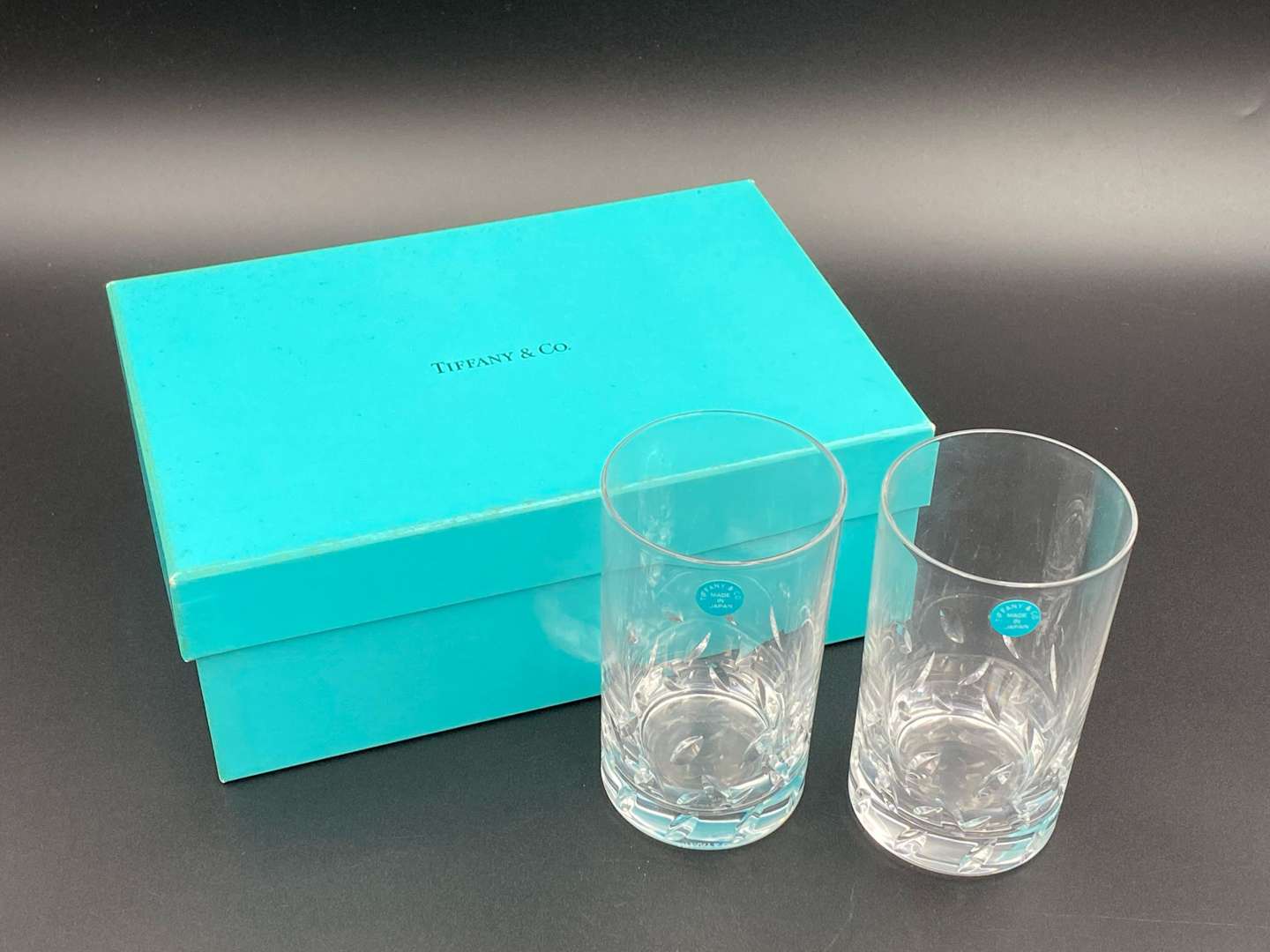 <p>TIFFANY & CO, a pair of Japanese Highball glasses,</p>