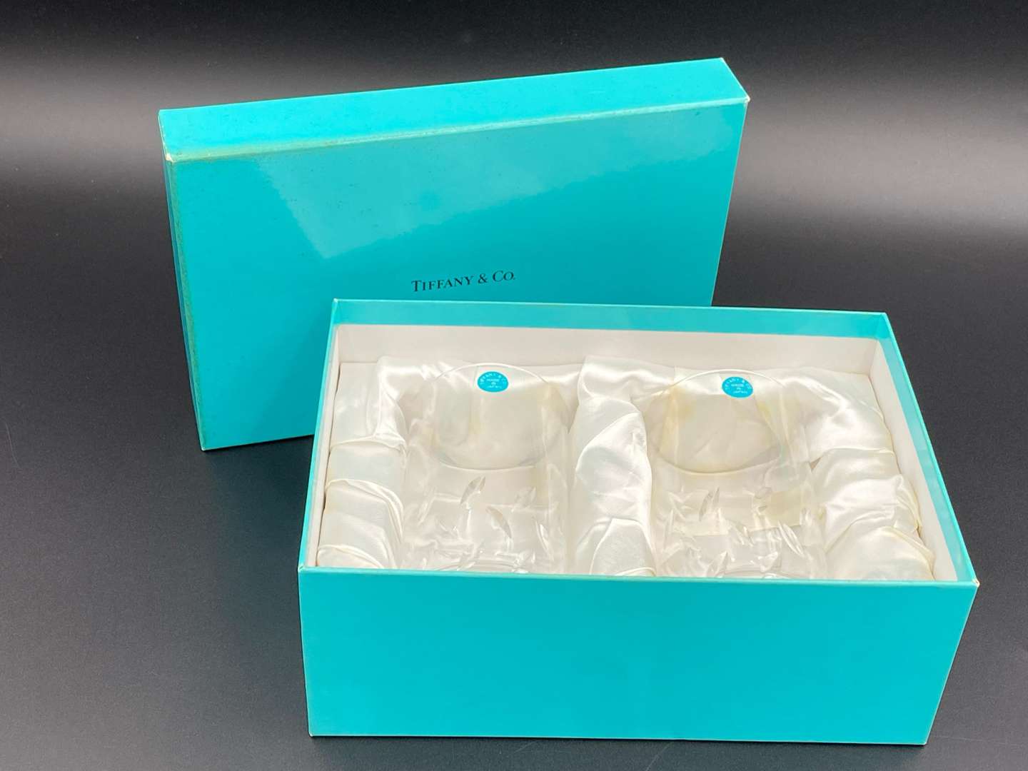 <p>TIFFANY & CO, a pair of Japanese Highball glasses,</p>