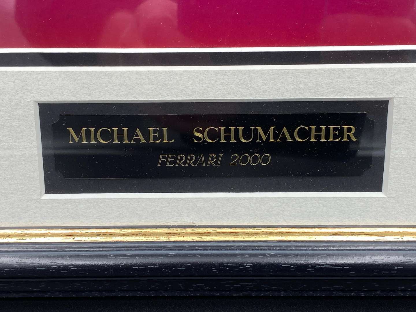 <p>MICHAEL SCHUMACHER, FERRARI, 2000, signed and framed colour photograph with COA</p>