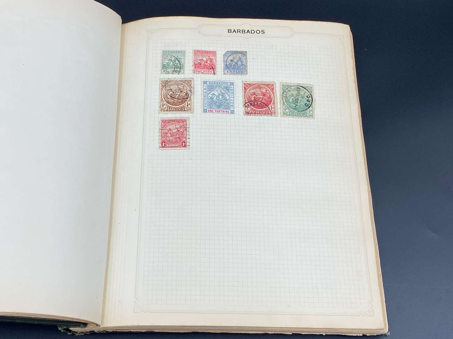 <p>SIMPLEX BLANK STAMP ALBUM, late 19th and early 20th century international stamp album and contents,</p>