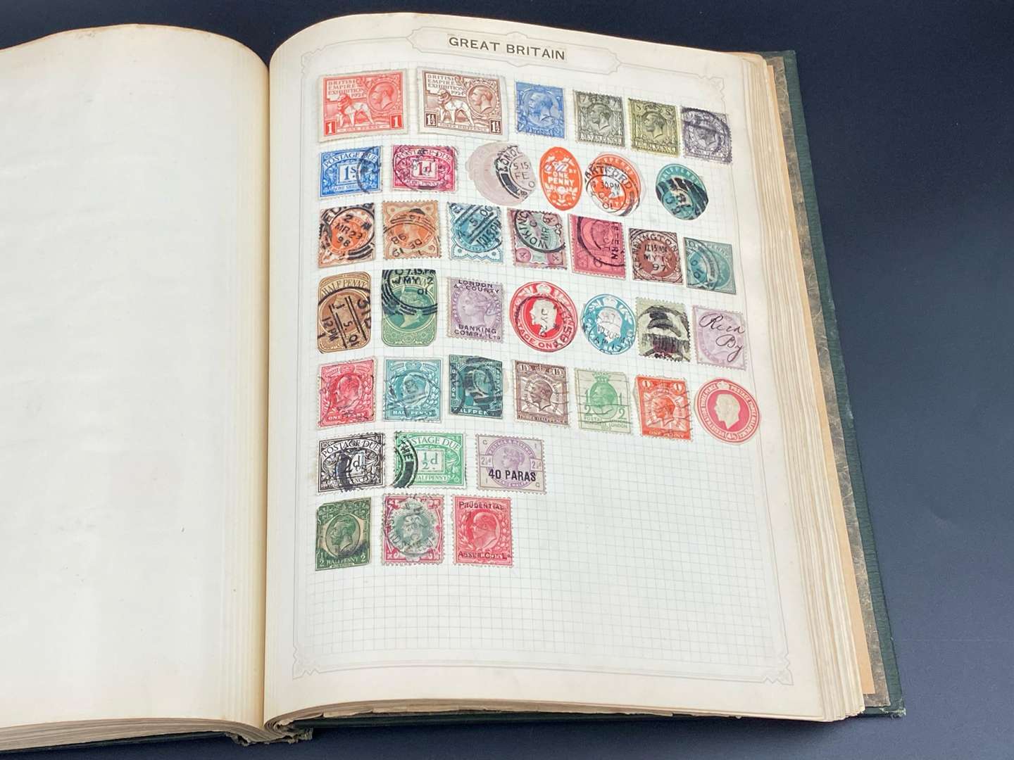 <p>SIMPLEX BLANK STAMP ALBUM, late 19th and early 20th century international stamp album and contents,</p>