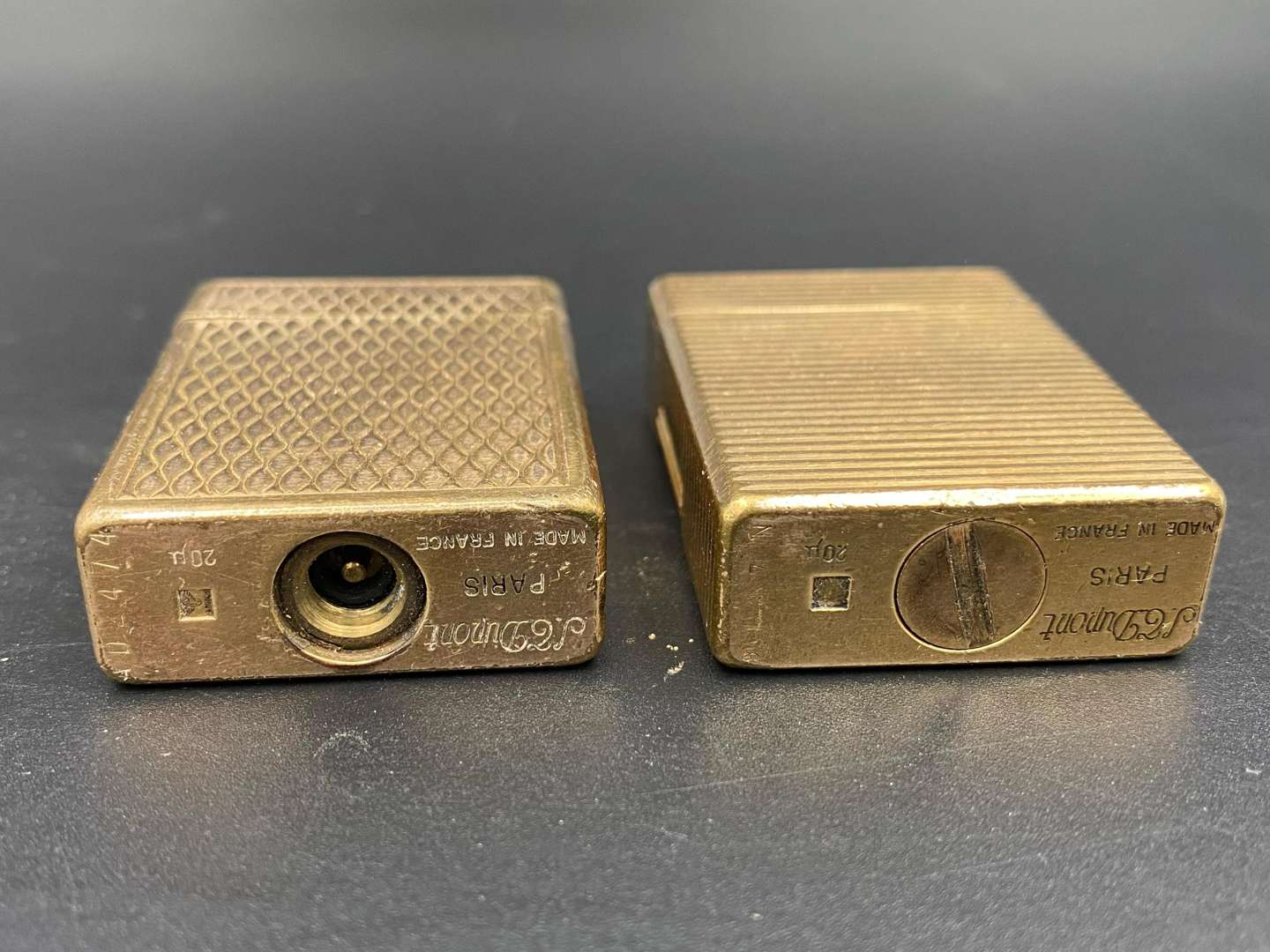 <p>DUPONT, two gold plated gas lighters</p>