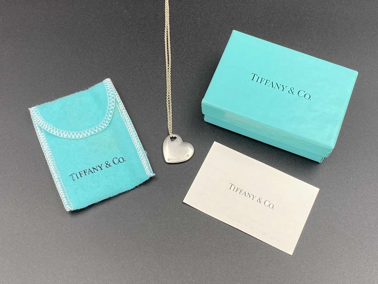 <p>TIFFANY & CO, .925 Double Heart pendant and necklace,</p>