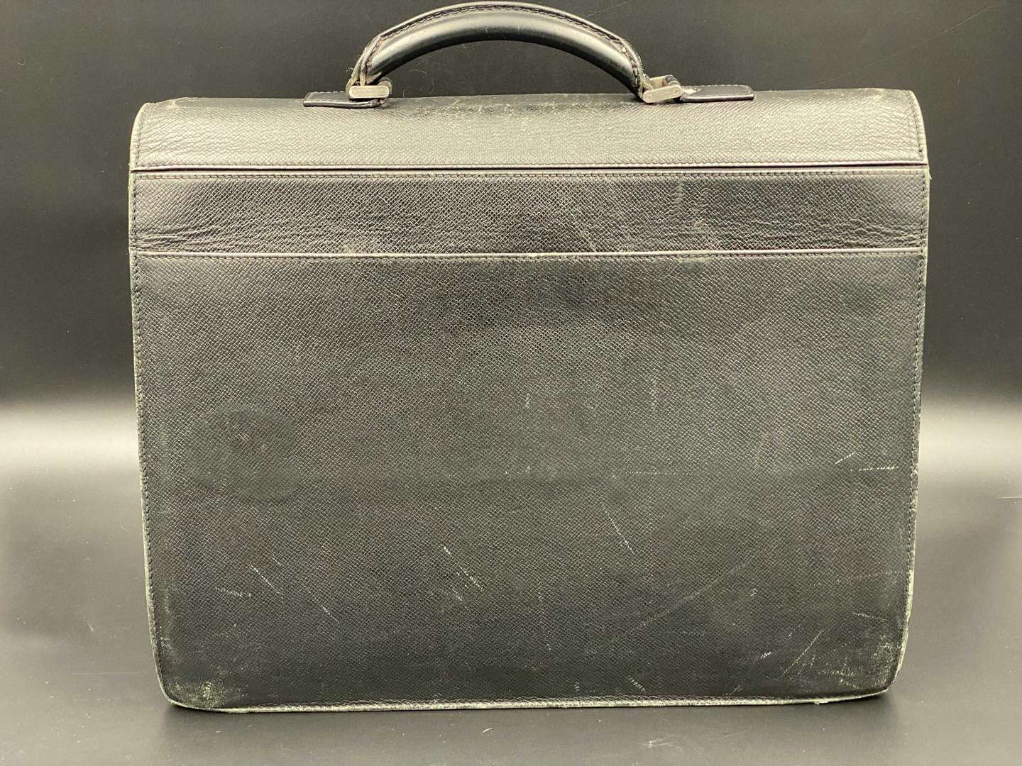 <p>LOUIS VUITTON. a black leather and brushed metal finish briefcase.</p>