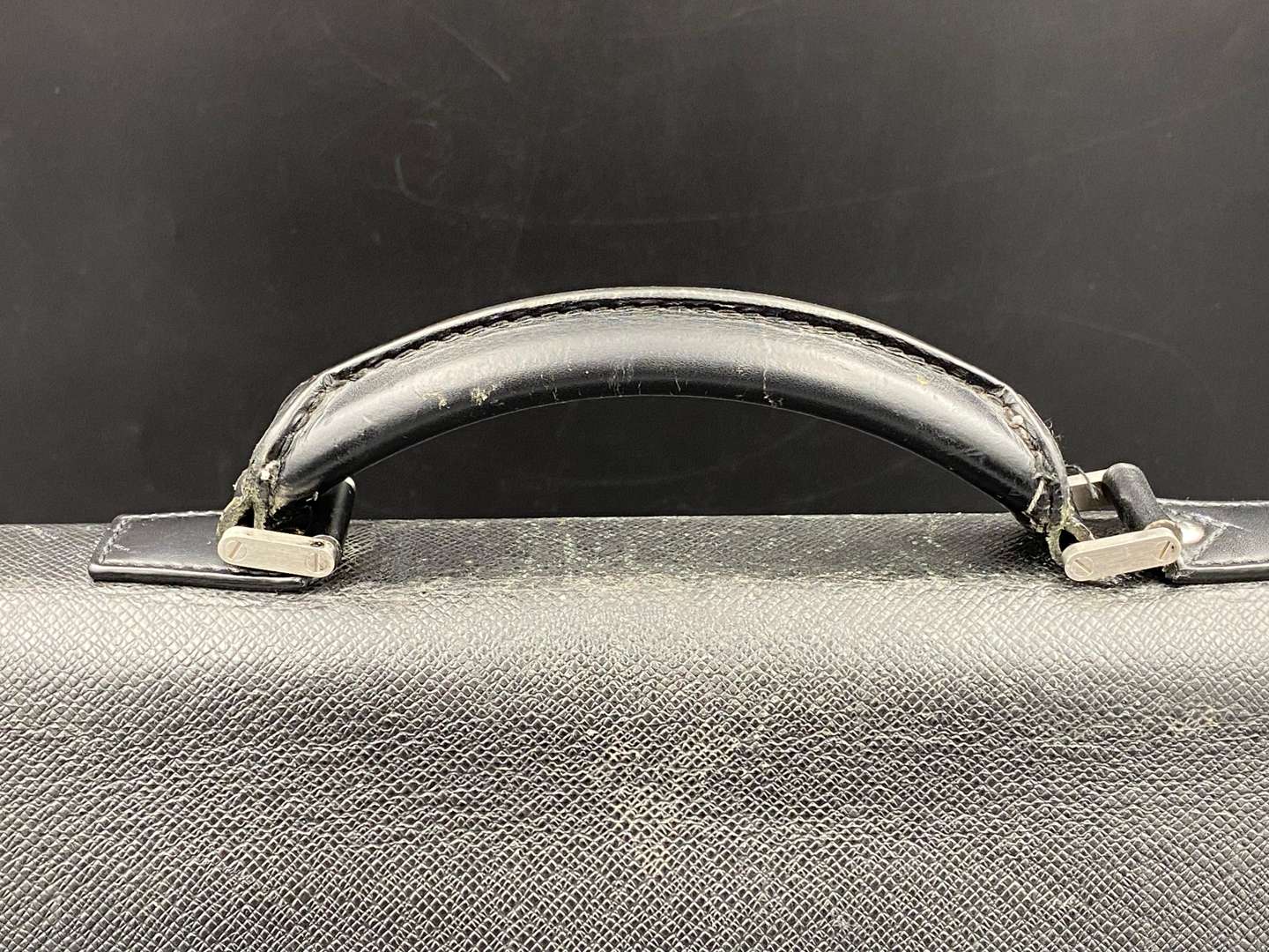 <p>LOUIS VUITTON. a black leather and brushed metal finish briefcase.</p>