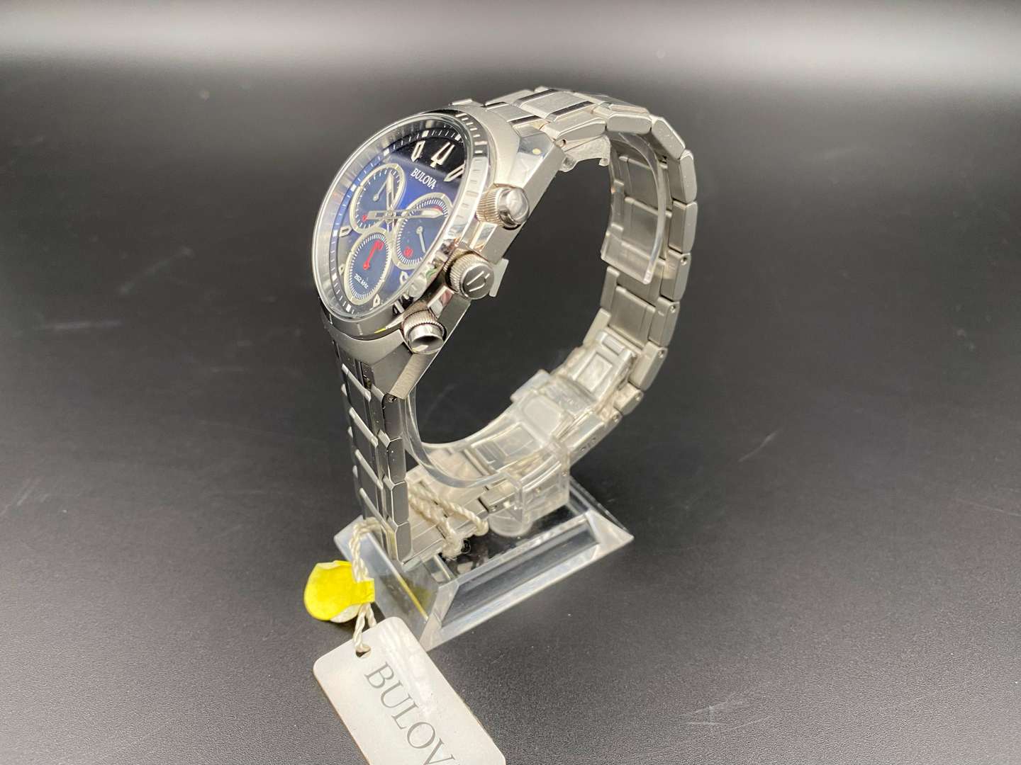 <p>BULOVA, CURV, a stainless steel, 262 kHz, electronic chronograph wristwatch, 96A185, 19923588, C877925</p>