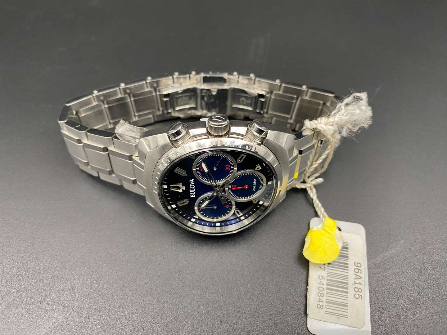<p>BULOVA, CURV, a stainless steel, 262 kHz, electronic chronograph wristwatch, 96A185, 19923588, C877925</p>