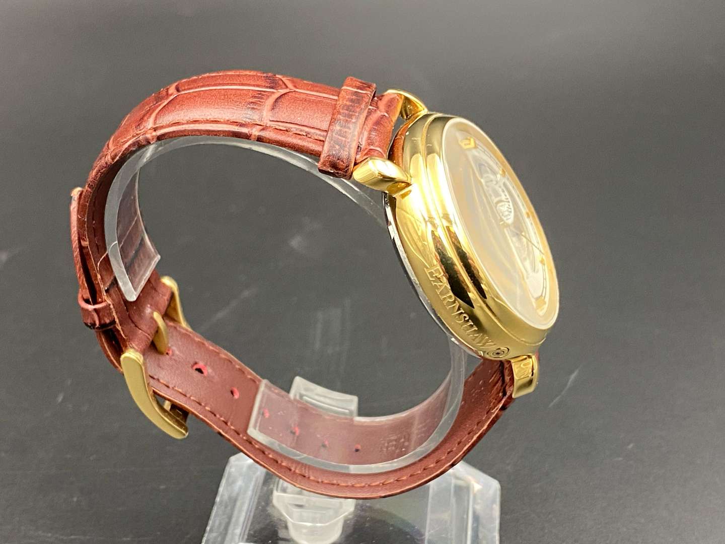 <p>THOMAS EARNSHAW, gold plated automatic calendar wristwatch, 8043</p>