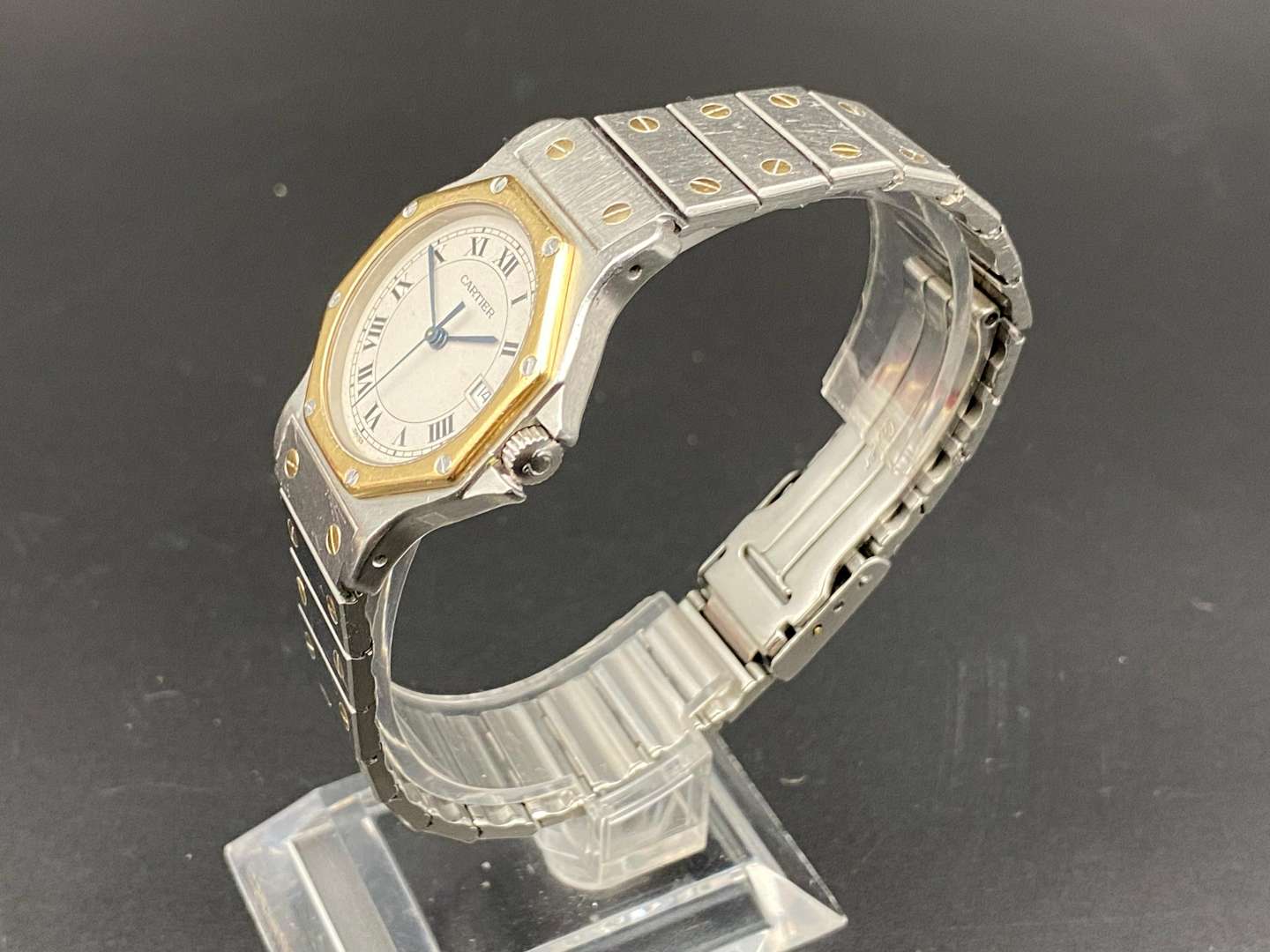 <p>CARTIER, SANTOS DE CARTIER, OCTAGON bi-metal quartz wristwatch, 187902, 05800</p>