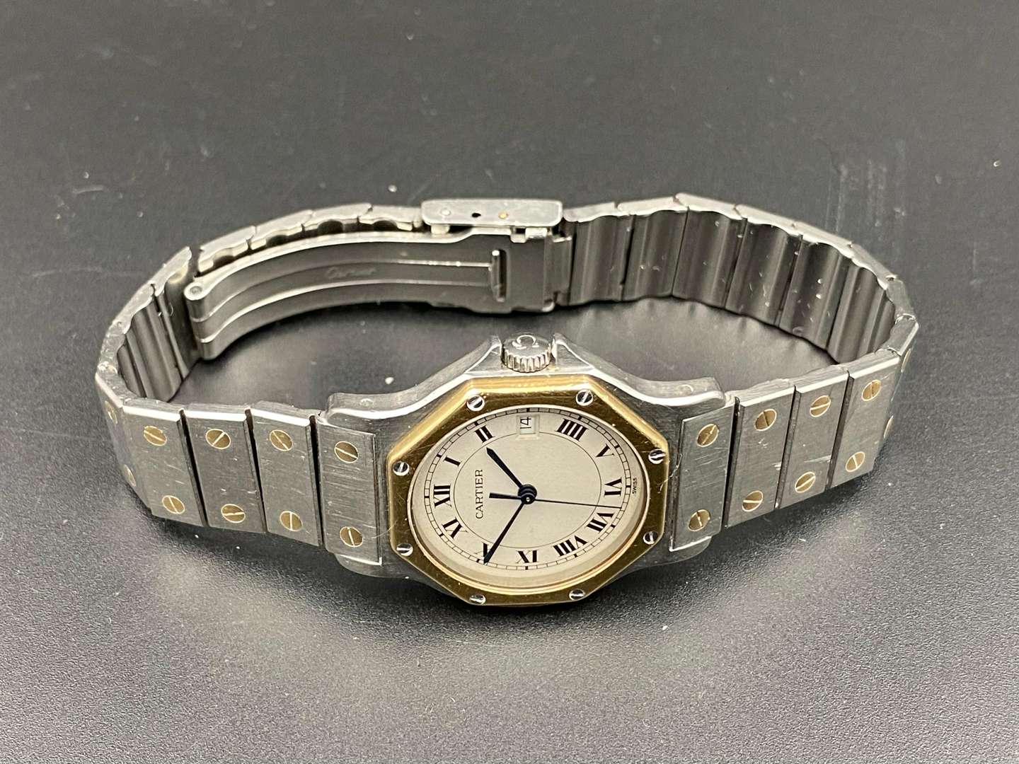 <p>CARTIER, SANTOS DE CARTIER, OCTAGON bi-metal quartz wristwatch, 187902, 05800</p>
