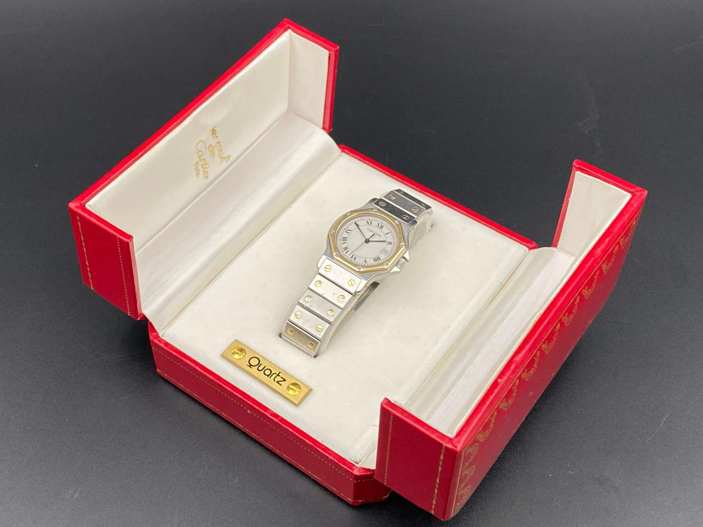 <p>CARTIER, SANTOS DE CARTIER, OCTAGON bi-metal quartz wristwatch, 187902, 05800</p>