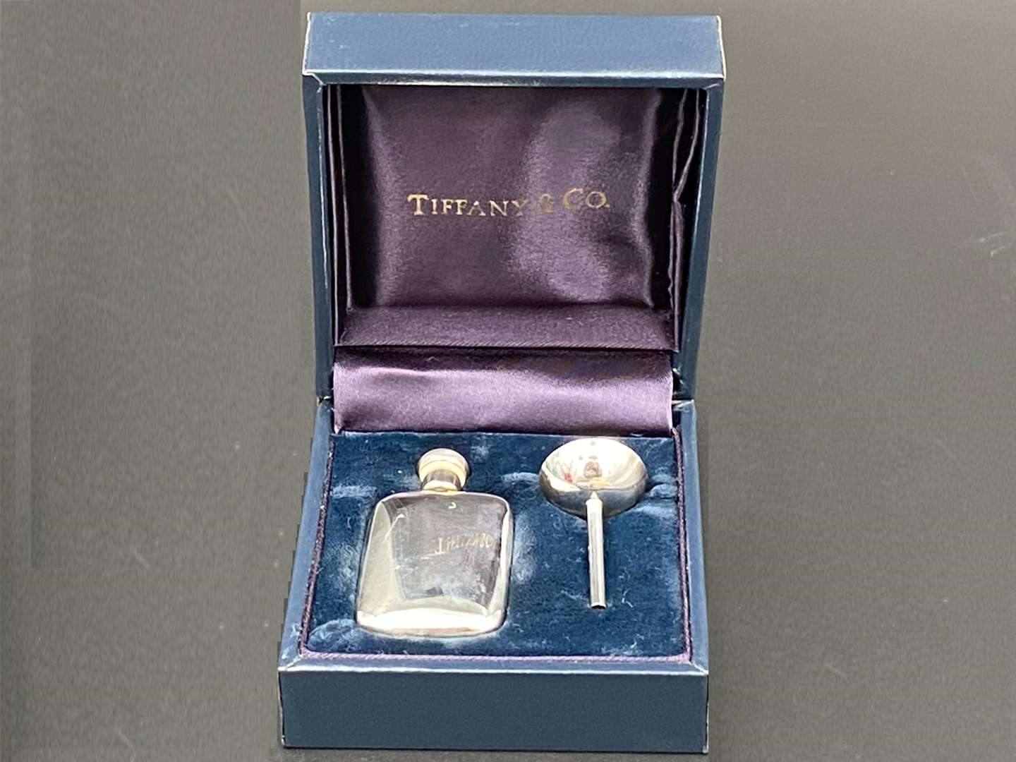 <p>TIFFANY & CO, sterling silver .925 perfume flask and funnel</p>
