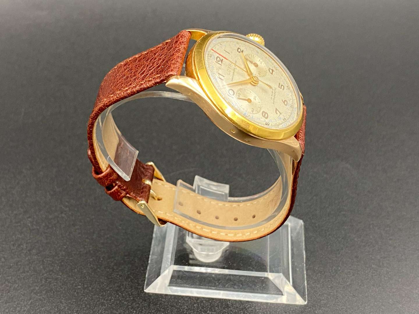 <p>LOYAL, Chronographe Suisse, 18K and gilt two button chronograph wristwatch,&nbsp;</p>
