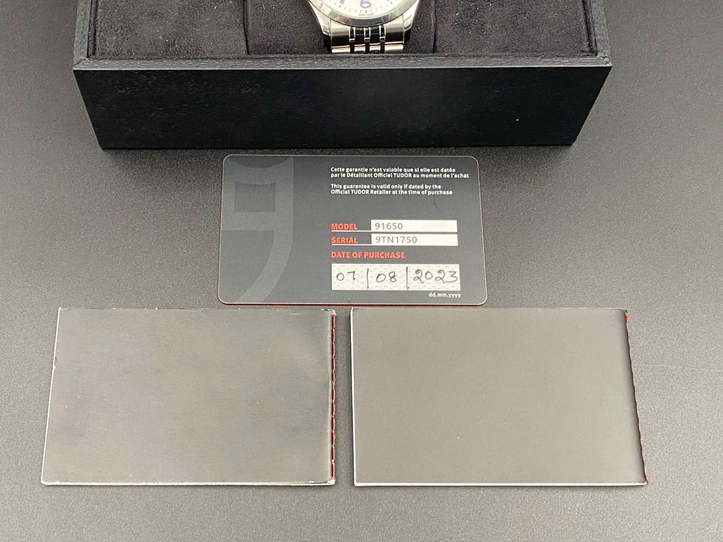 <p>TUDOR, GENEVE, stainless steel, center seconds, calendar wristwatch, Model 91650, 9TN1750</p>