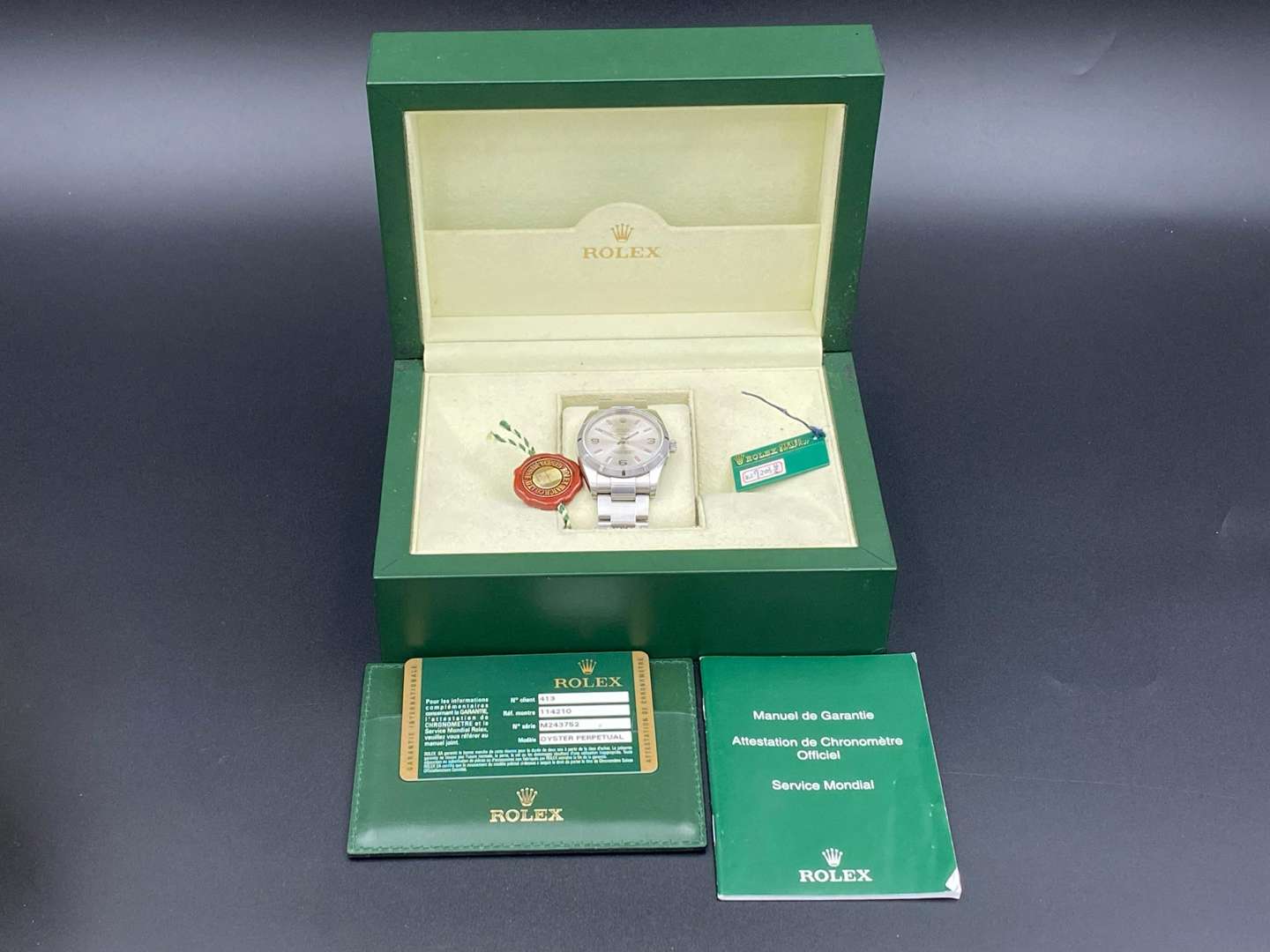 <p>ROLEX, Air-King, stainless steel, center seconds wristwatch, Ref 114210, M243752.</p>