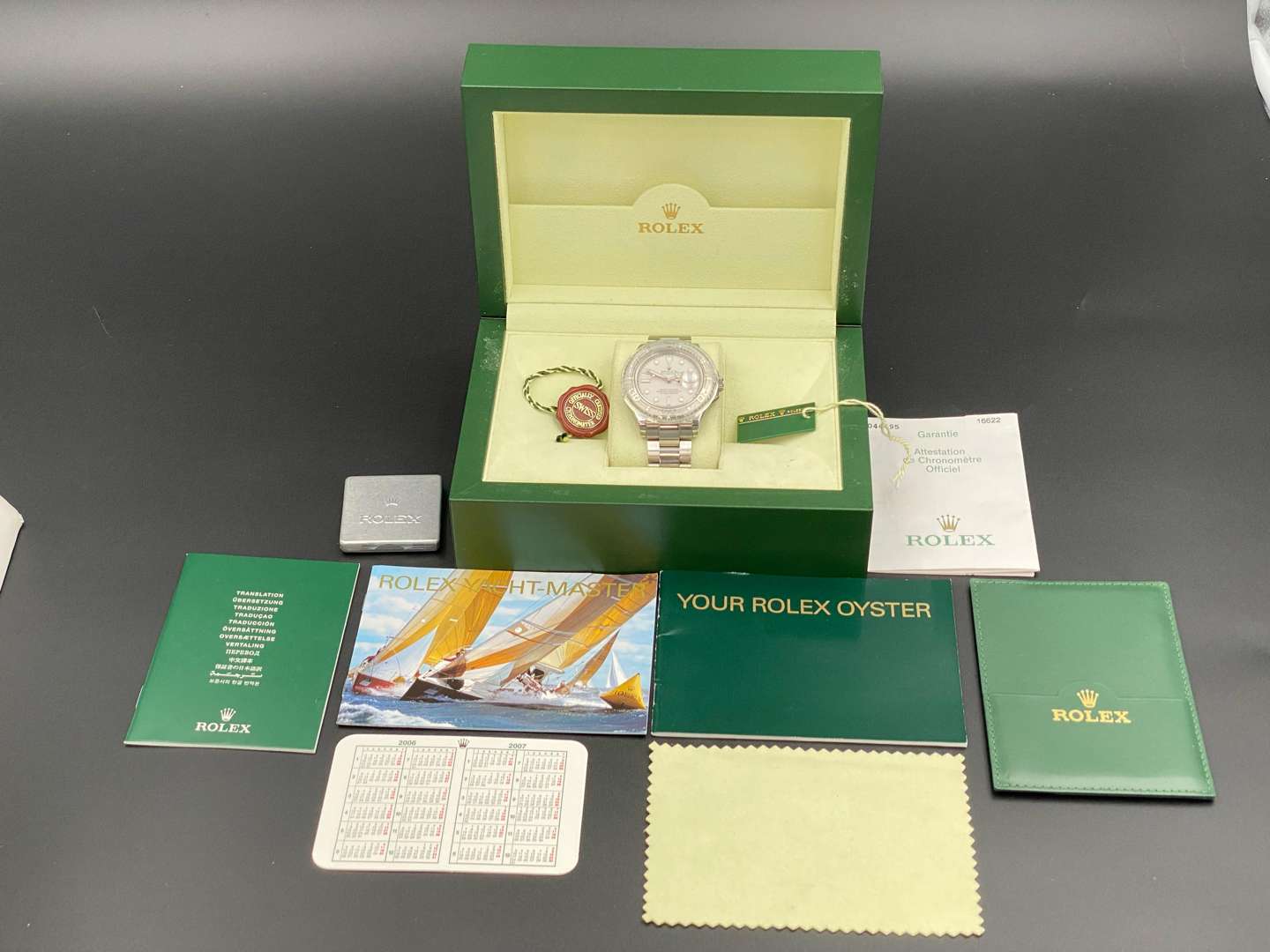 <p>ROLEX, YACHT-MASTER,stainless steel, center seconds, calendar wristwatch, &nbsp;Ref 16622, Z044495,&nbsp;</p>