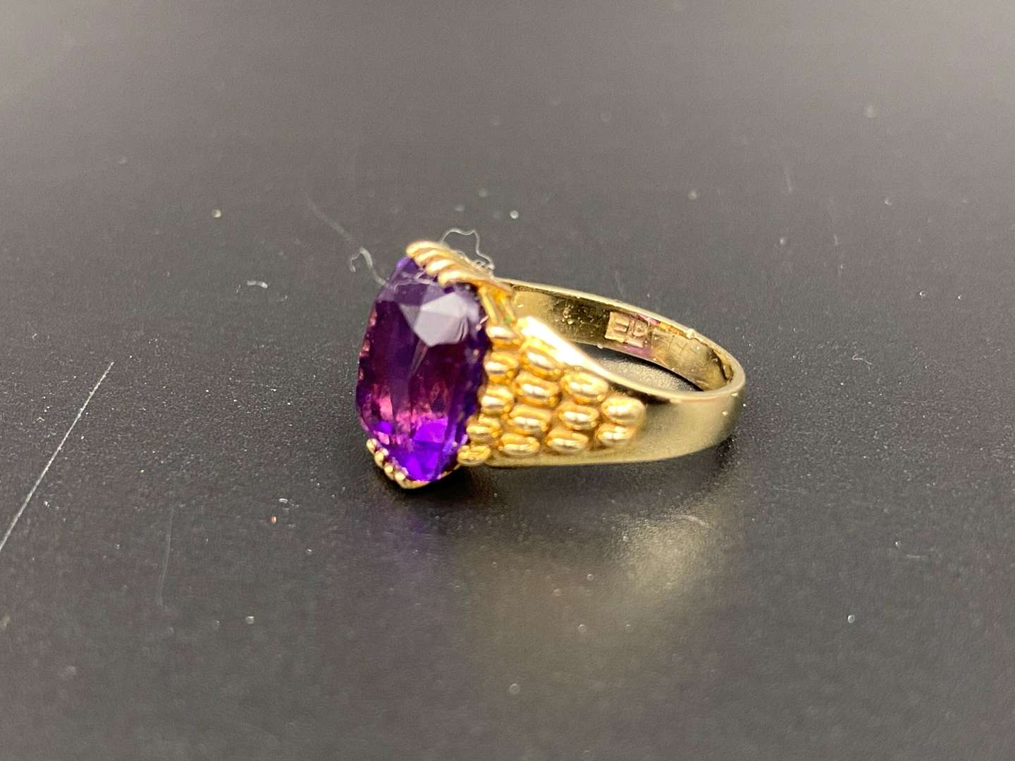 <p>An Amethyst set 9ct gold ring</p>
